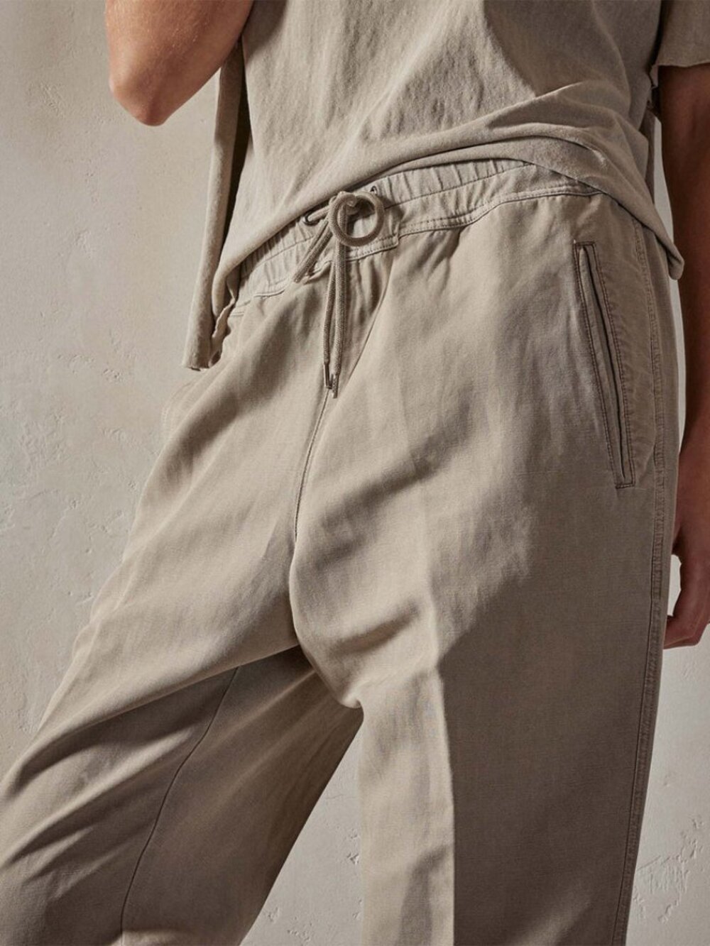 James Perse Classic Chino Drawstring Waist Pants Joggers Black